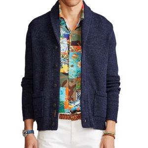 POLO Ralph Lauren Shawl Collar Cardigan Marled Navy